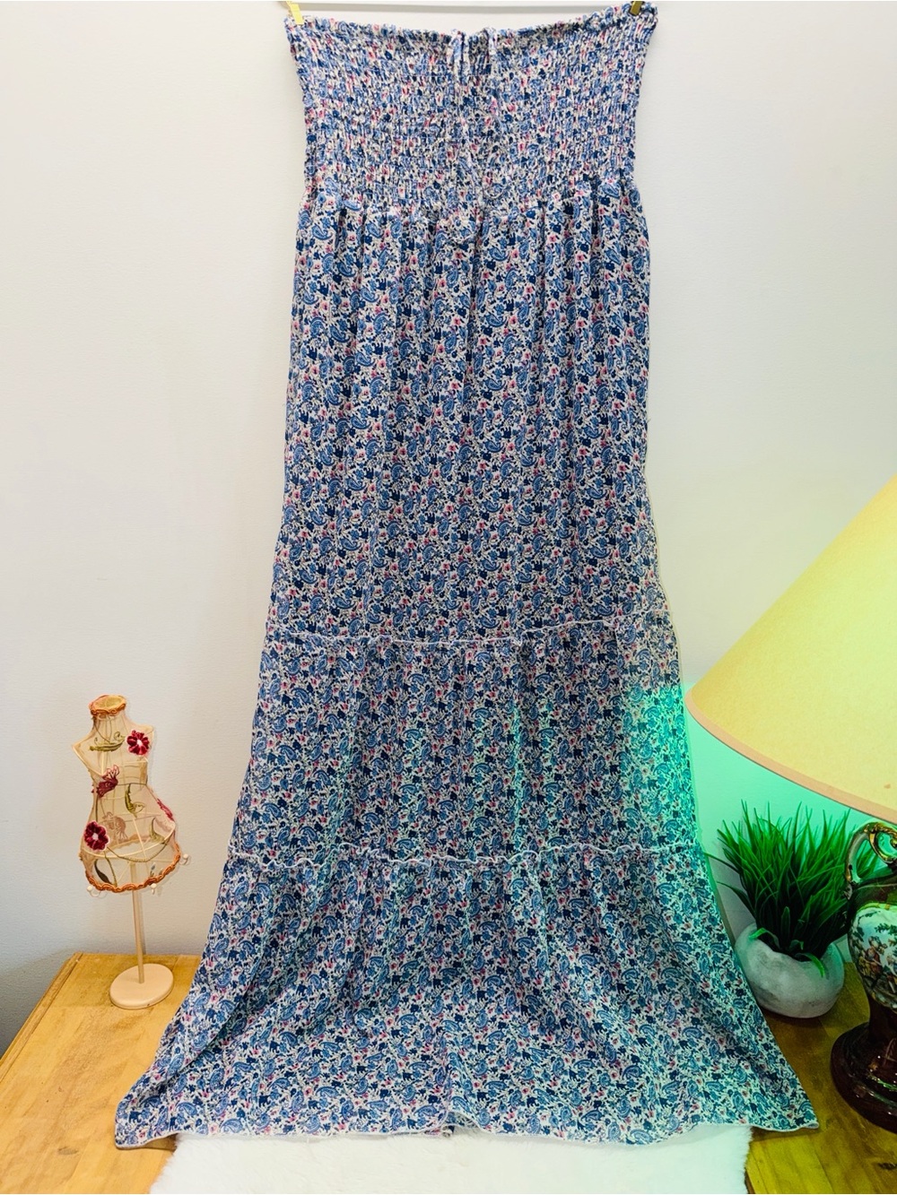 Candy Couture Floral Smocked Blue & Pink Garden Party Summer Maxi Dress 💝